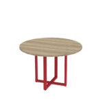 Mesa de Reunião Redonda Tubular P25 Pandin 1,10 M Noce Naturale e Vermelho