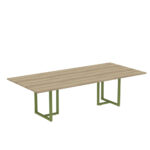 Mesa de Reunião Retangular Tubular P25 Pandin 2,0 M Noce Naturale e Verde