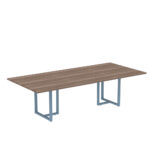 Mesa de Reunião Retangular Tubular P25 Pandin 2,0 M Walnut e Azul Dali