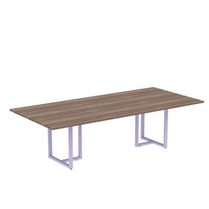 Mesa de Reunião Retangular Tubular P25 Pandin 2,6 M Walnut e Lilas