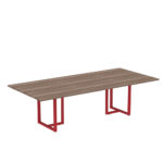 Mesa de Reunião Retangular Tubular P25 Pandin 2,0 M Walnut e Vermelho