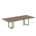 Mesa de Reunião Retangular Tubular P25 Pandin 2,0 M Walnut e Verde