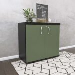 Armario Baixo 02 Portas PE40 Pandin 80 Cm Salvia e Preto - Imagem 2