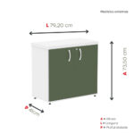Armario Baixo 02 Portas PE40 Pandin 80 Cm Salvia e Branco - Imagem 4