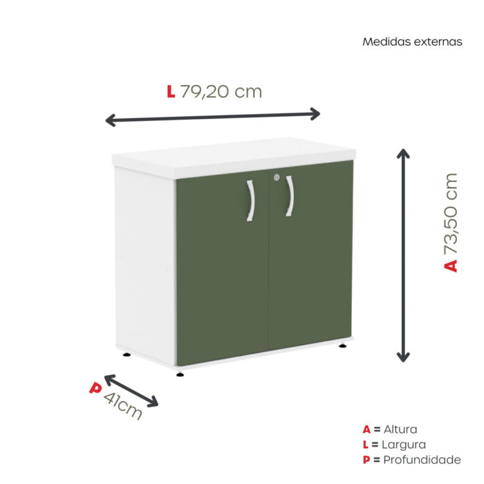 Armario Baixo 02 Portas PE40 Pandin 80 Cm Salvia e Branco - Imagem 4