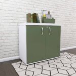 Armario Baixo 02 Portas PE40 Pandin 80 Cm Salvia e Branco - Imagem 2