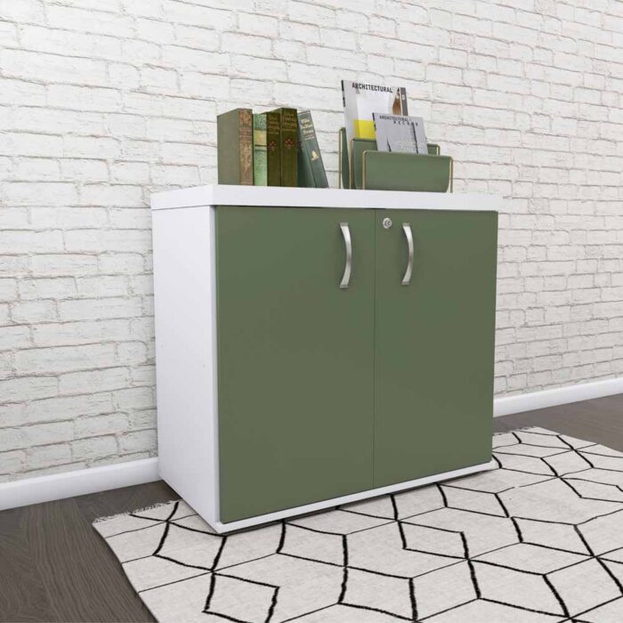 Armario Baixo 02 Portas PE40 Pandin 80 Cm Salvia e Branco - Imagem 2