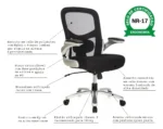 Cadeira Presidente Plus Size Telada 120kg BLM922 Blume Preto - Imagem 5