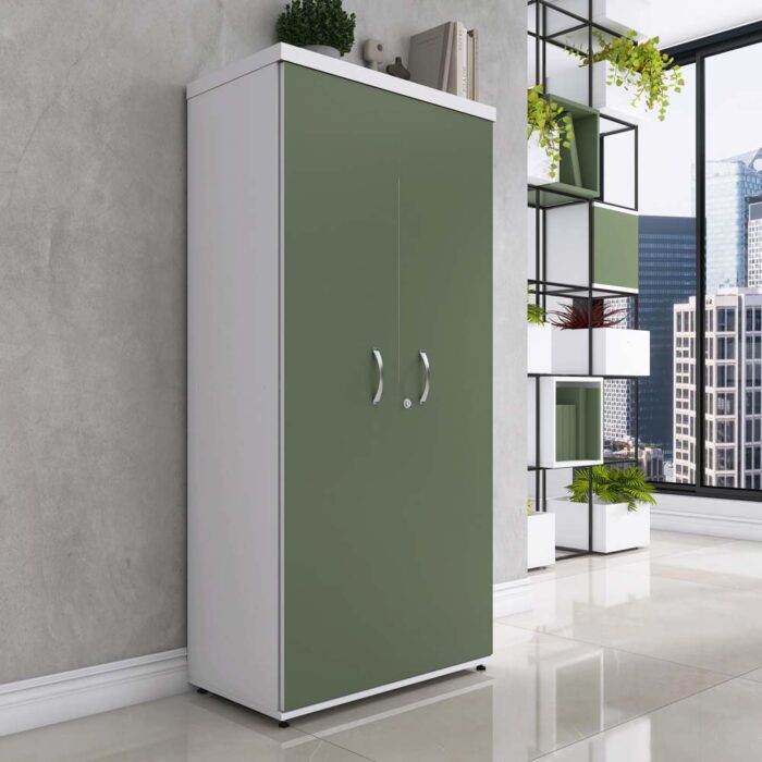 Armario Alto 02 Portas PE40 Pandin 1,60 M Salvia e Branco - Imagem 2