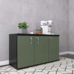 Armário Credenza Com 03 Portas PE40 Pandin 1,20 M Salvia e Preto - Imagem 2