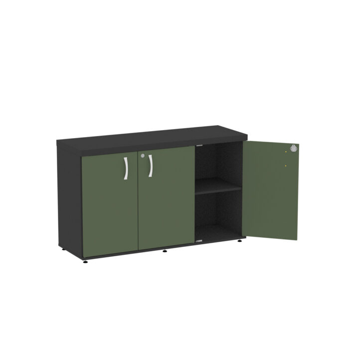 Armário Credenza Com 03 Portas PE40 Pandin 1,20 M Salvia e Preto - Imagem 3