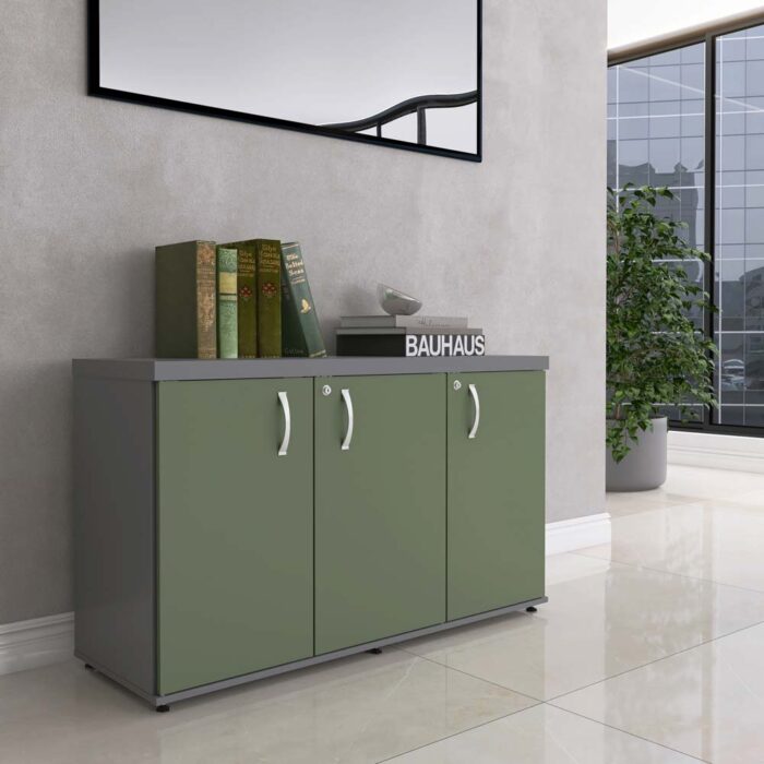 Armário Credenza Com 03 Portas PE40 Pandin 1,20 M Salvia e Grafito - Imagem 2