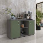 Armário Credenza Com Prateleira PE40 Pandin 1,20 M Salvia e Grafito - Imagem 2