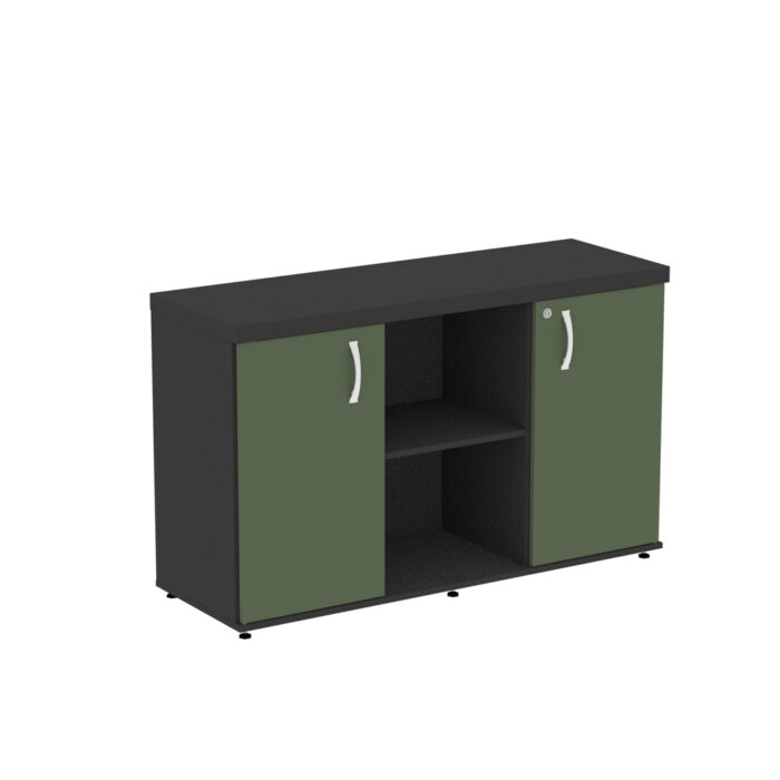 Armário Credenza Com Prateleira PE40 Pandin 1,20 M Salvia e Preto - Imagem 1