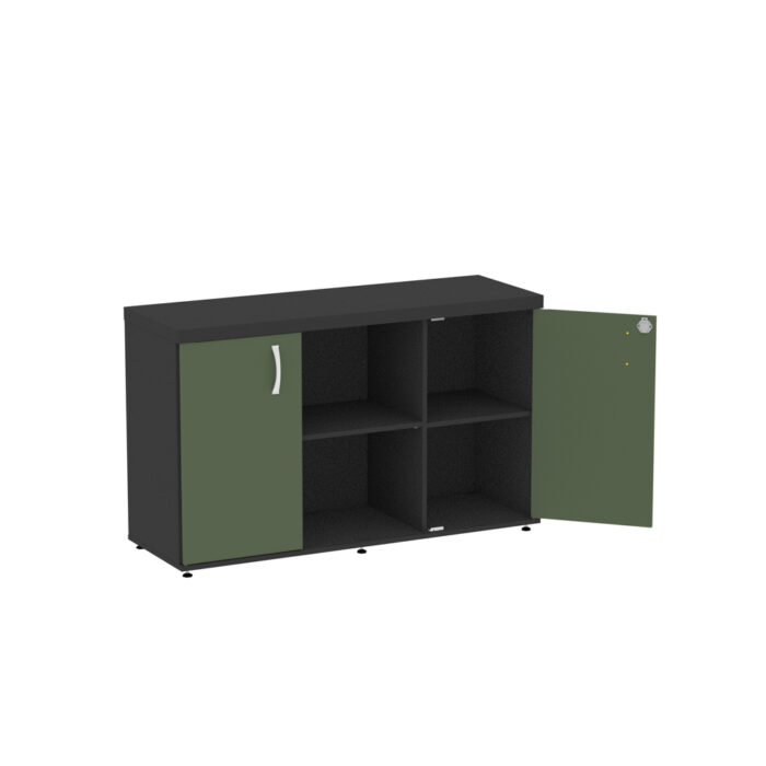 Armário Credenza Com Prateleira PE40 Pandin 1,20 M Salvia e Preto - Imagem 3