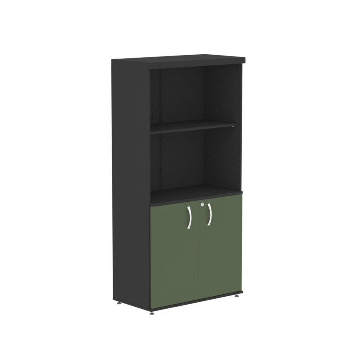 Armario Misto 02 Portas PE40 Pandin 1,60 M Salvia e Preto - Imagem 1