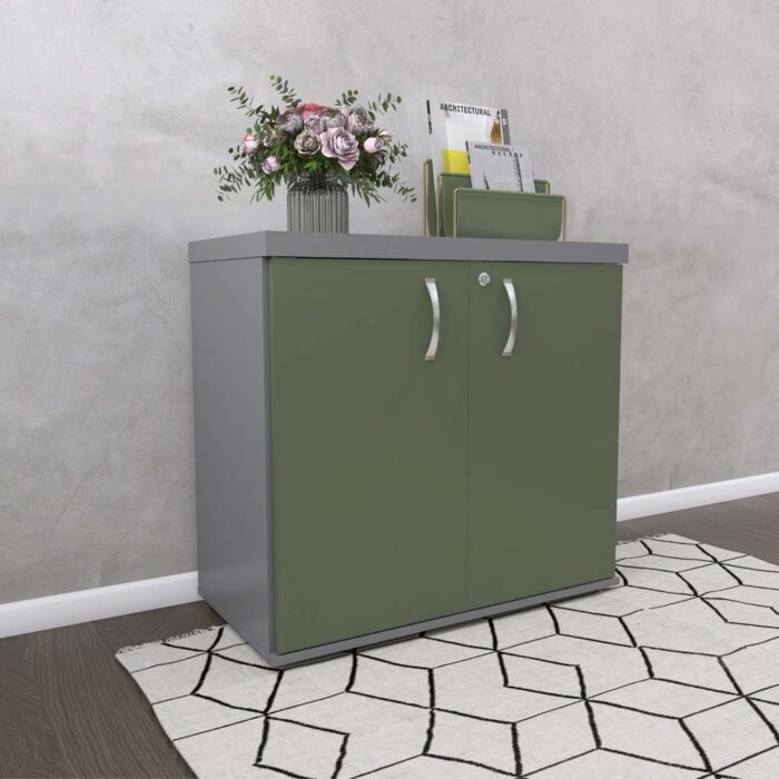 Armario Baixo 02 Portas PE40 Pandin 80 Cm Salvia e Grafito - Imagem 2