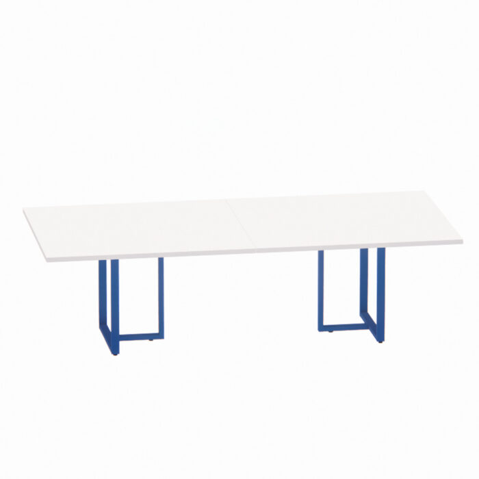 Mesa de Reunião Retangular Tubular Bipartida P25 Pandin 2,6 M Branco e Azul Del Rey - Imagem 1