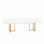 Mesa de Reunião Retangular Tubular Bipartida P25 Pandin 2,6 M Branco e Laranja