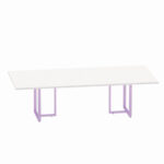 Mesa de Reunião Retangular Tubular Bipartida P25 Pandin 2,6 M Branco e Lilas