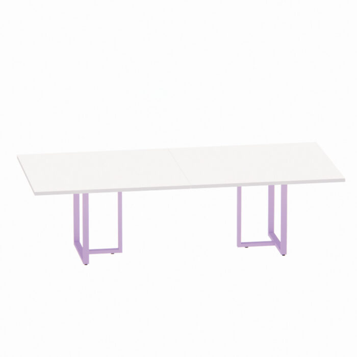 Mesa de Reunião Retangular Tubular Bipartida P25 Pandin 2,6 M Branco e Lilas - Imagem 1