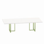 Mesa de Reunião Retangular Tubular Bipartida P25 Pandin 2,6 M Branco e Verde