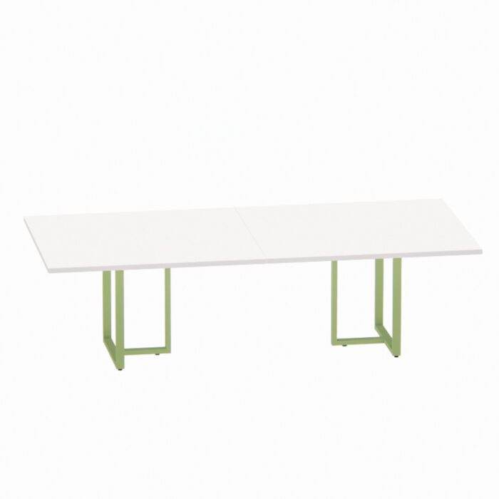 Mesa de Reunião Retangular Tubular Bipartida P25 Pandin 2,6 M Branco e Verde - Imagem 1