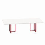 Mesa de Reunião Retangular Tubular Bipartida P25 Pandin 2,6 M Branco e Vermelho