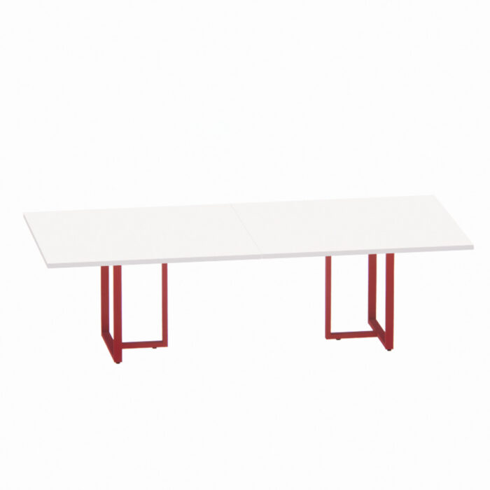 Mesa de Reunião Retangular Tubular Bipartida P25 Pandin 2,6 M Branco e Vermelho - Imagem 1