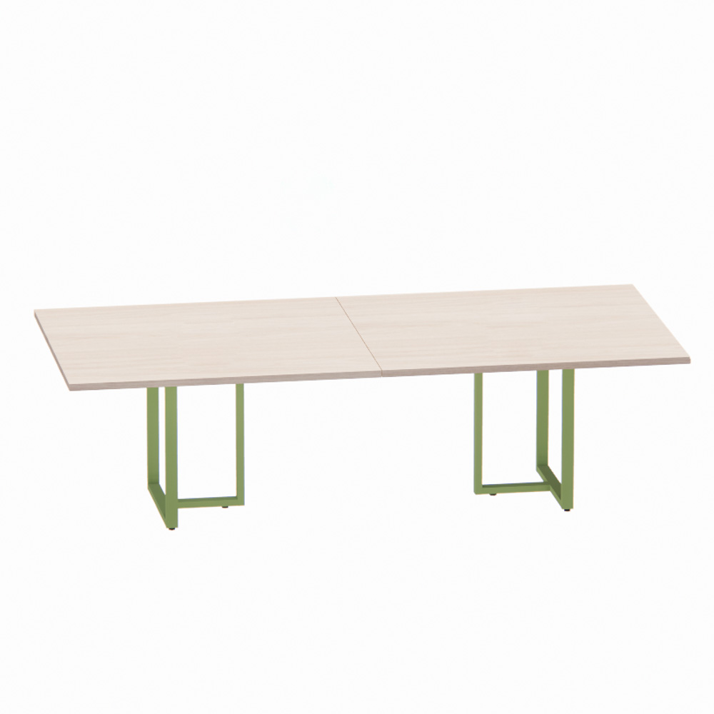 Mesa de Reuniao tubolar 260 cm pandin casablanca e verde Mesa de Reunião Retangular Tubular Bipartida P25 Pandin 2,6 M Casablanca e Verde - Imagem 1