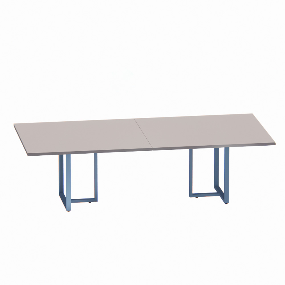 Mesa de Reuniao tubolar 260 cm pandin cinza e azul dali Mesa de Reunião Retangular Tubular Bipartida P25 Pandin 2,6 M Cinza e Azul Dali - Imagem 1