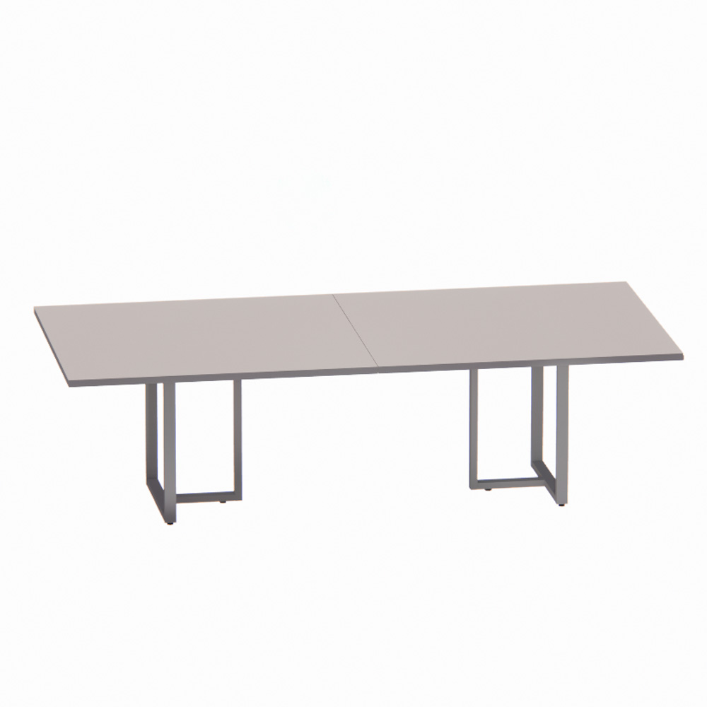 Mesa de Reuniao tubolar 260 cm pandin cinza e cinza Mesa de Reunião Retangular Tubular Bipartida P25 Pandin 2,6 M Cinza Cristal - Imagem 1