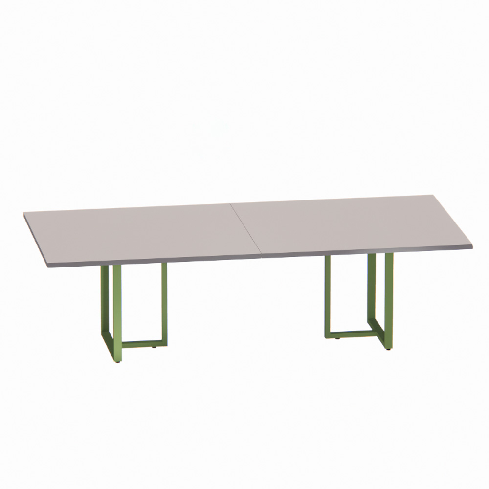 Mesa de Reuniao tubolar 260 cm pandin cinza e verde Mesa de Reunião Retangular Tubular Bipartida P25 Pandin 2,6 M Cinza e Verde - Imagem 1