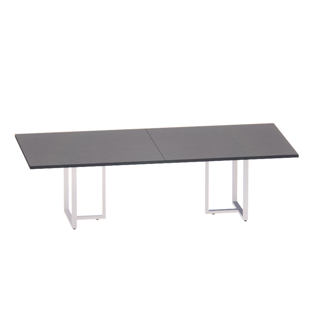 Mesa de Reuniao tubolar 260 cm pandin grafito e branco Mesa de Reunião Retangular Tubular Bipartida P25 Pandin 2,6 M Grafito e Branco - Imagem 1