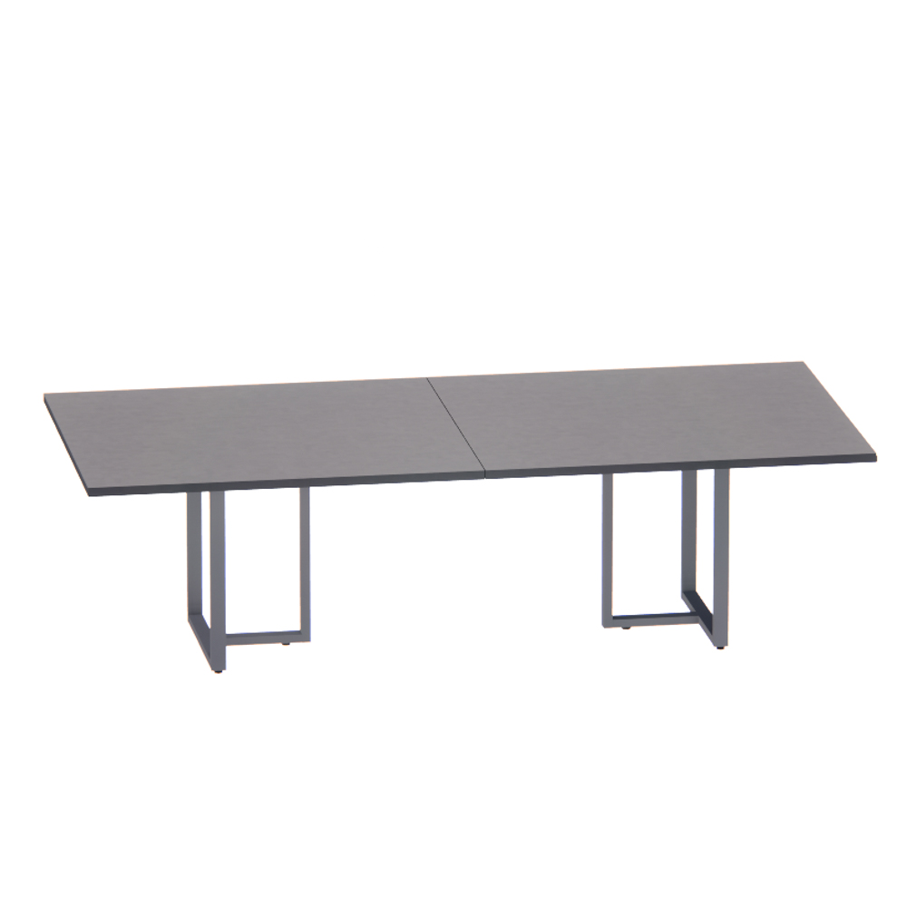 Mesa de Reuniao tubolar 260 cm pandin grafito e grafito Mesa de Reunião Retangular Tubular Bipartida P25 Pandin 2,6 M Grafito - Imagem 1