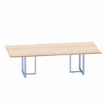 Mesa de Reunião Retangular Tubular Bipartida P25 Pandin 2,6 M Noce Naturale e Azul Dali