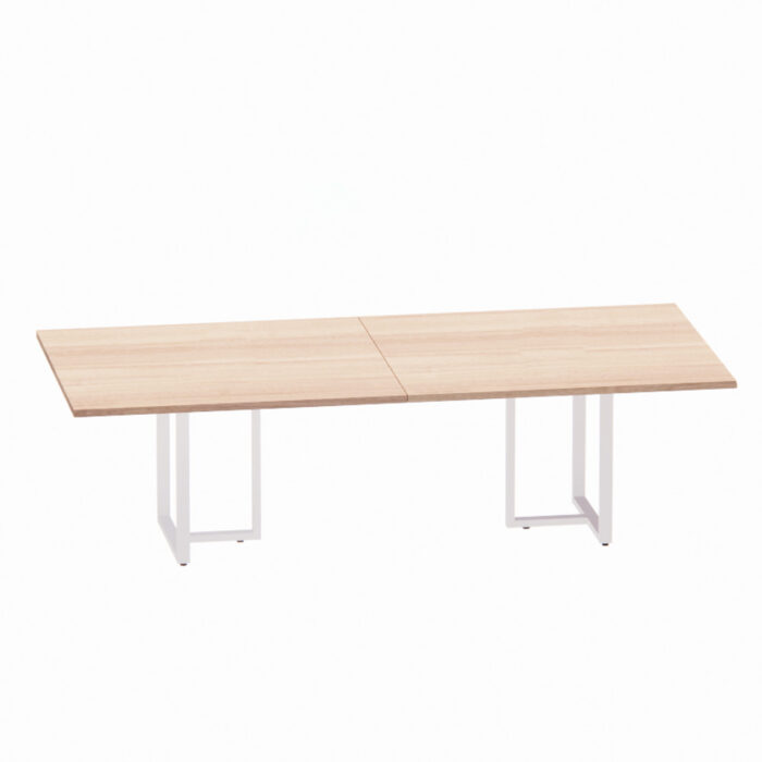 Mesa de Reunião Retangular Tubular Bipartida P25 Pandin 2,6 M Noce Naturale e Branco - Imagem 1