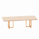 Mesa de Reunião Retangular Tubular Bipartida P25 Pandin 2,6 M Noce Naturale e Laranja