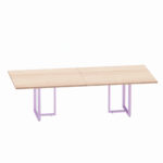 Mesa de Reunião Retangular Tubular Bipartida P25 Pandin 2,6 M Noce Naturale e Lilas