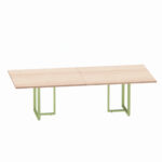 Mesa de Reunião Retangular Tubular Bipartida P25 Pandin 2,6 M Noce Naturale e Verde