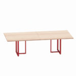 Mesa de Reunião Retangular Tubular Bipartida P25 Pandin 2,6 M Noce Naturale e Vermelho