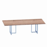 Mesa de Reunião Retangular Tubular Bipartida P25 Pandin 2,6 M Walnut e Azul Dali
