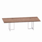 Mesa de Reunião Retangular Tubular Bipartida P25 Pandin 2,6 M Walnut e Branco