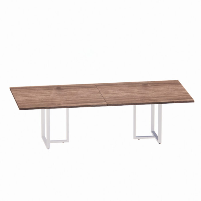 Mesa de Reunião Retangular Tubular Bipartida P25 Pandin 2,6 M Walnut e Branco - Imagem 1