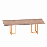 Mesa de Reunião Retangular Tubular Bipartida P25 Pandin 2,6 M Walnut e Laranja