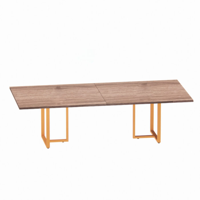 Mesa de Reunião Retangular Tubular Bipartida P25 Pandin 2,6 M Walnut e Laranja - Imagem 1