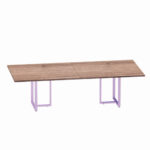Mesa de Reunião Retangular Tubular Bipartida P25 Pandin 2,6 M Walnut e Lilas