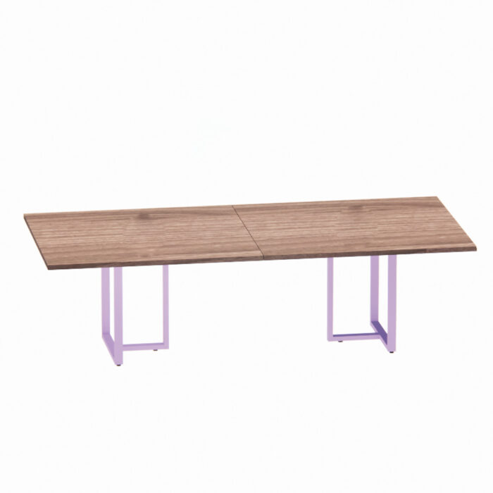 Mesa de Reunião Retangular Tubular Bipartida P25 Pandin 2,6 M Walnut e Lilas - Imagem 1