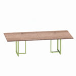 Mesa de Reunião Retangular Tubular Bipartida P25 Pandin 2,6 M Walnut e Verde