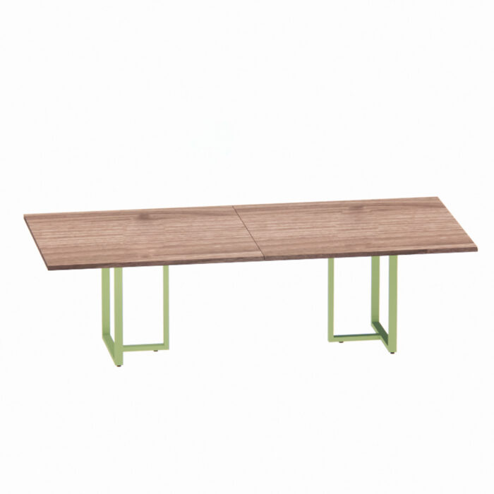 Mesa de Reunião Retangular Tubular Bipartida P25 Pandin 2,6 M Walnut e Verde - Imagem 1